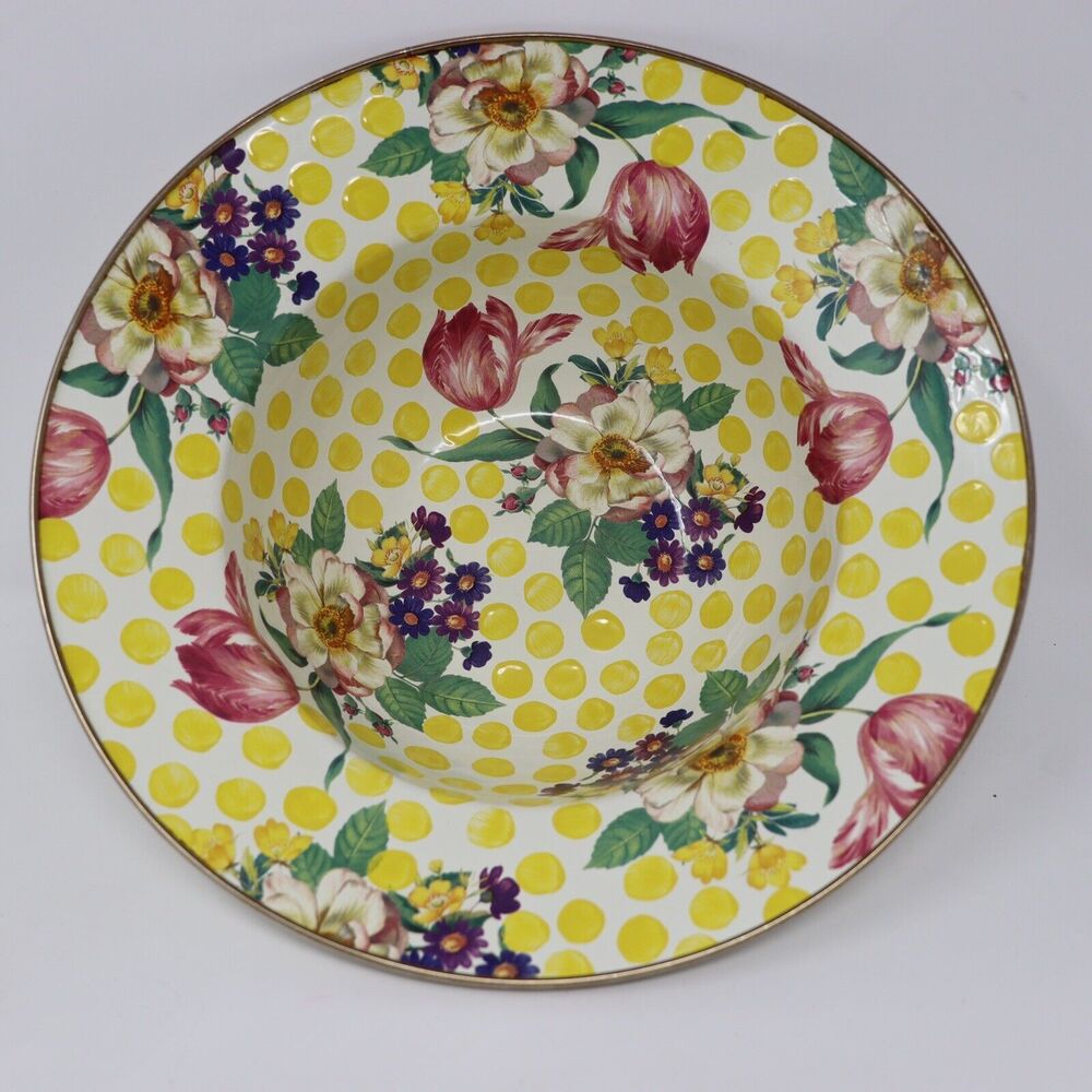 MacKenzie - Childs Bowl Buttercup Floral Enamel 11.5”